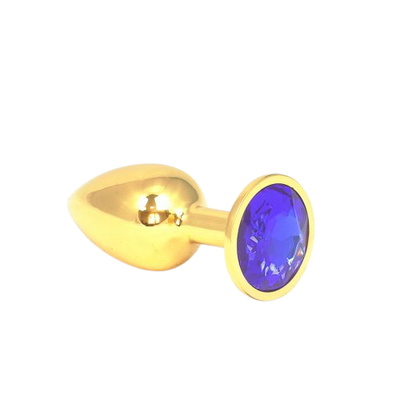 Золотистая анальная пробка NLonely с синим камушком S Золотистая анальная пробка с синим камушком S (золотистый) 