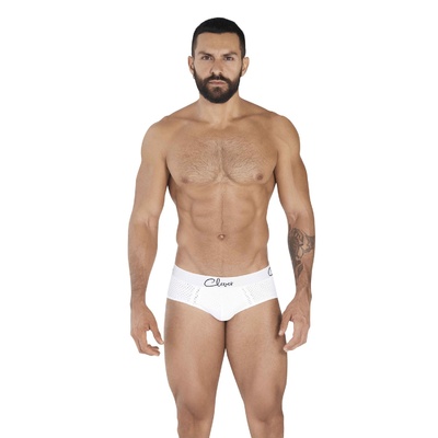 Мужские трусы брифы белые в сетку Clever TIME PIPING BRIEF 01 S Clever Masculine Underwear 0367 (белый) 