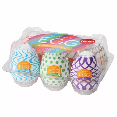 Набор из 6 мастурбаторов Tenga Wonder Series Egg Wind/Stud/Mesh/Tube/Curl/Ring Wonder Series Egg: Wind / Stud / Mesh / Tube / Curl / Ring (белый) 