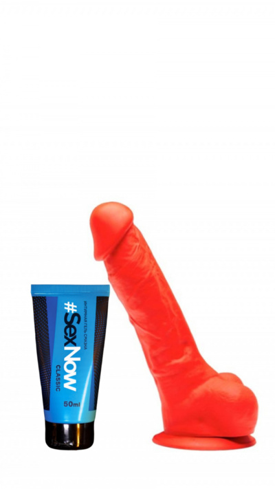 Фаллоимитатор No 2 реалистик красный 18 см и смазка SexNow Classic 50 см M&K Products Stretch 