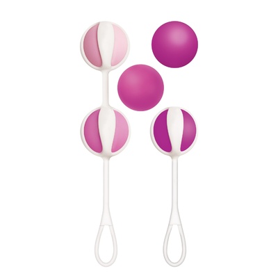 Шарики для тренировки интимных мышц Gvibe Geisha Balls 2,2 см 5 шт. Geisha balls 3 Shugar Pink (розовый; белый) 