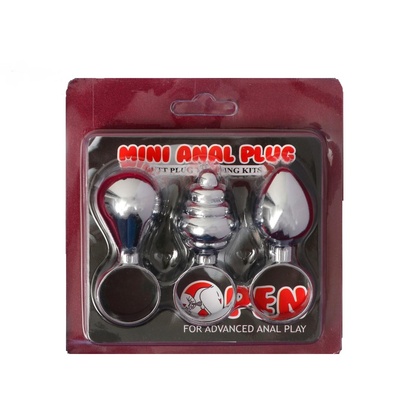 Втулки анальные мини с кольцами HUANGGANG LAZHI Mini Anal Plug (серебристый) 