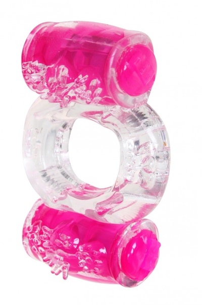 Кольцо для двойной стимуляции Toyfa, прозрачное (прозрачный; розовый) 