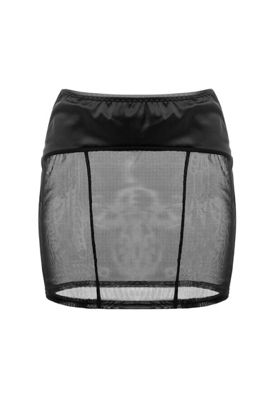Полупрозрачная мини-юбка Waname с разрезом XXL, черная (черный) 
