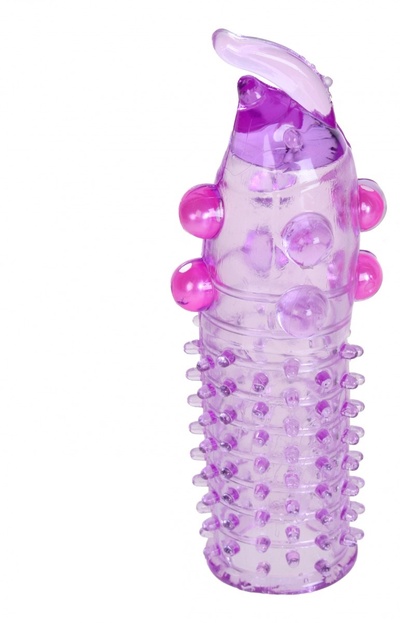 Стимулирующая силиконовая насадка Toyfa с усиками и бусинками, фиолетовая (фиолетовый) 
