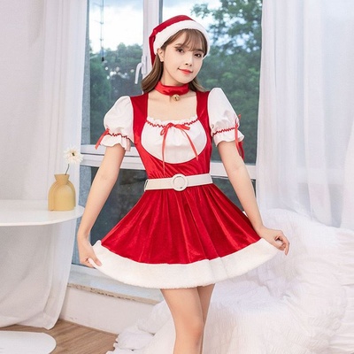 Эротический Новогодний костюм JSY Sexy Lingerie Christmas Girl бело-красный р-р 42-44 
