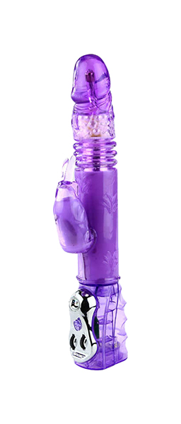 Вибромассажер с ротацией, возвратно-поступательным движением и стимулятором клитора 29 см Baile (фиолетовый) 
