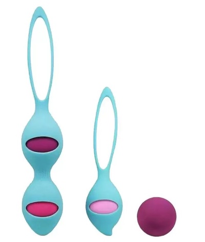 Набор из 4 вагинальных разновесных шариков Winyi Stella (фиолетовый; голубой) 