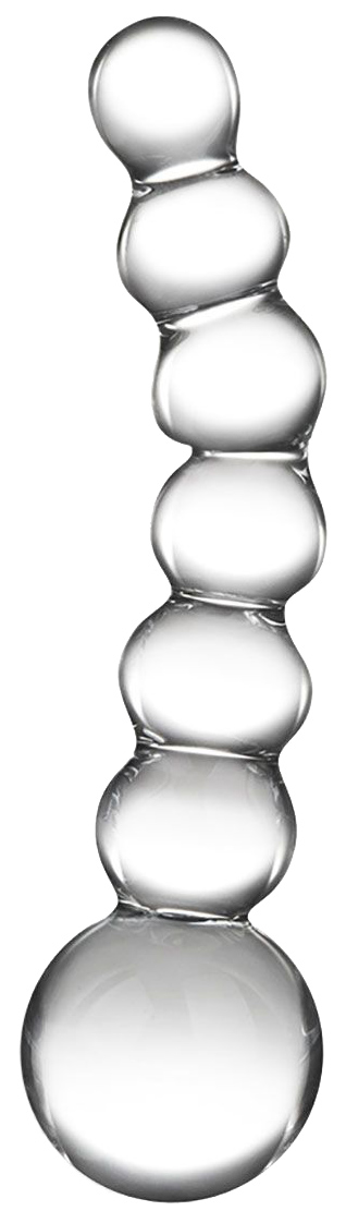 Изогнутный прозрачный фаллос Glas beaded dildo 