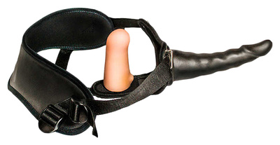 Страпон LoveToy с поясом Harness, с 2 насадками, neoskin, 17,5 см (бежевый; черный) 