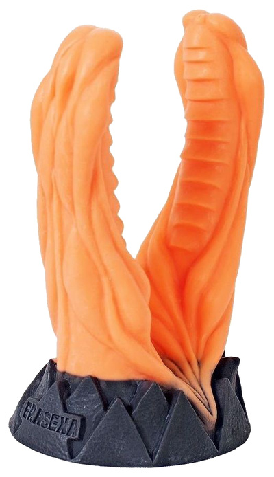 Дизайнерский стимулятор Анаконда с двумя стволами 22 см Erasexa (оранжевый) 