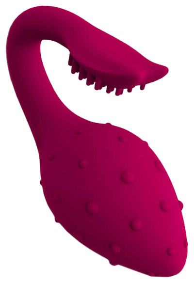 Малиновый вибратор-клубничка с хвостиком 9,6 см Iyiqu (розовый) 