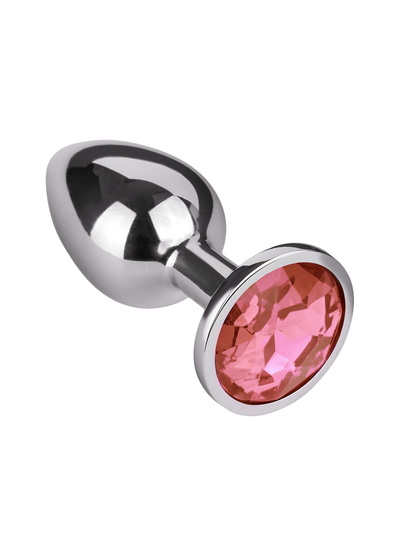 Анальная пробка Bradex металлическая с кристаллом, 8 см (розовый; серебристый) 