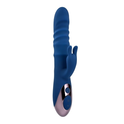Синий вибратор-кролик The Ringer с функцией поступательных движений - 23,8 см. Evolved 