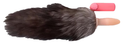 Пушистый меховой хвост Джага-Джага с силиконовой анальной вибровтулкой бежевый 8 см Джага Джага Пушистый меховой хвост с силиконовой анальной вибровтулкой (черный) 