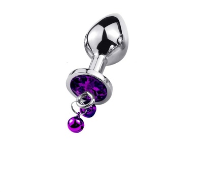 Пробка анальная HUANGGANG LAZHI с фиолетовым кристаллом и колокольчиками (серебристый; фиолетовый) 