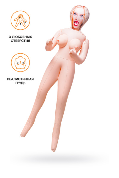 Кукла надувная Dolls-X by TOYFA Lilit, блондинка, с тремя отверстиями, 150 см 