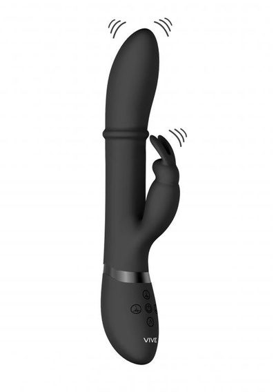 Вибромассажер-кролик Halo со стимулирующим кольцом и функцией "мгновенный оргазм" Shotsmedia (Черный) 