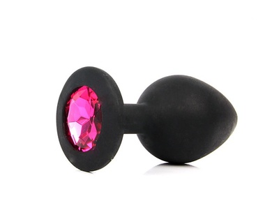 Анальная втулка черная с кристаллом Medium розовый 8 см intlife Д70501-14 (черный) 