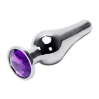 Анальная втулка конус серебро с фиолетовым кристаллом 11 см intlife Д717053-12 (серебристый) 