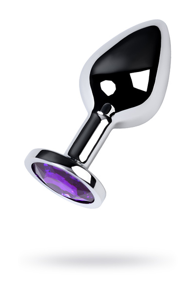 Анальная втулка серебряная с фиолетовым кристаллом Medium 8 см TOYFA 717002-4 (фиолетовый) 