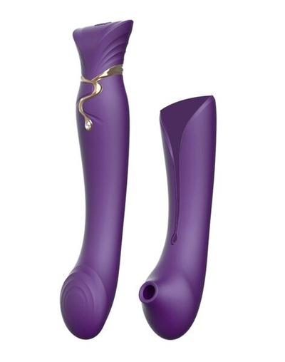 Вибромассажер Zalo с дополнительной насадкой Queen фиолетовый 21,6 см 