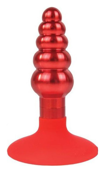 Красная анальная пробка-елочка с ограничителем 9 см Bior toys (красный) 