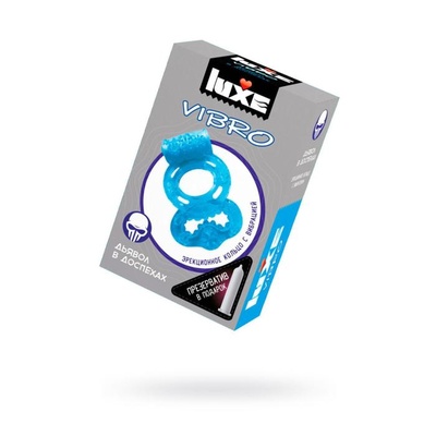 Виброкольцо Luxe Vibro «Дьявол в доспехах» + презерватив, 1 шт. (голубой) 