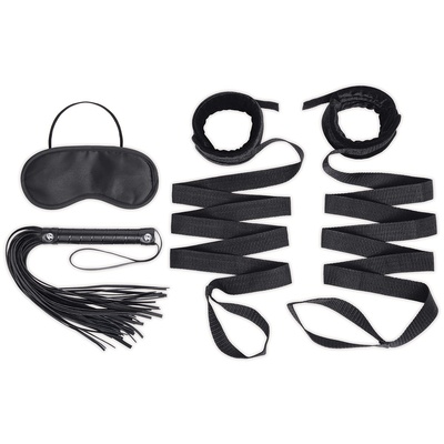 Бондажный комплект Lux Fetish Bondage Bed Strap & Flogger Kit (черный) 