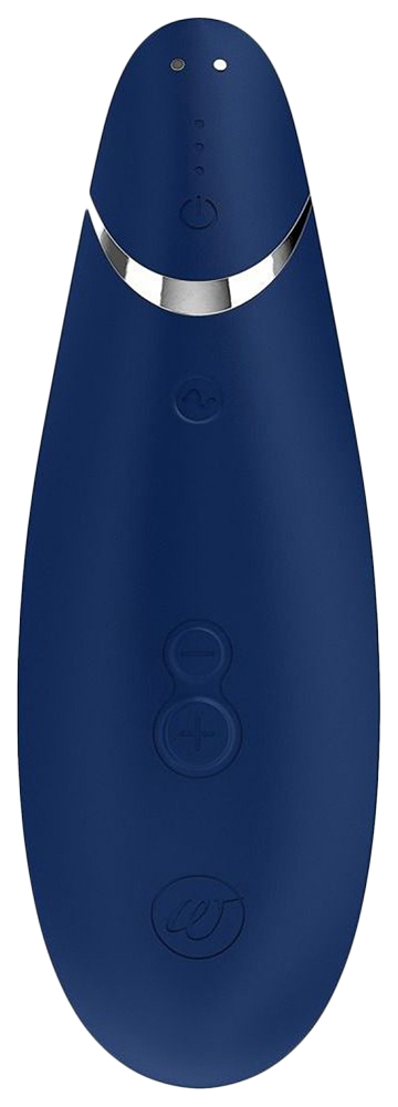 Синий бесконтактный клиторальный стимулятор Womanizer Premium 