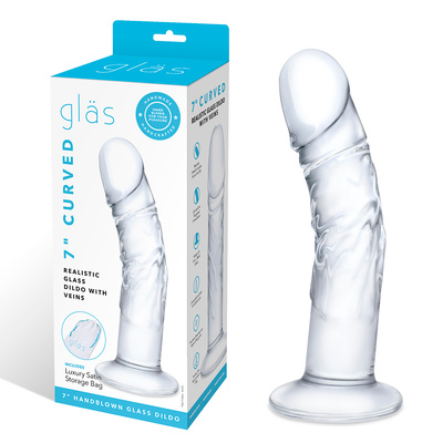 Стеклянный фаллоимитатор Glas 7" Curved Realistic Glass Dildo With Veins (прозрачный) 