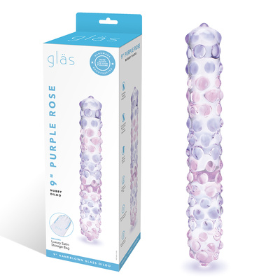Стеклянный фаллоимитатор Glas 9" Purple Rose (прозрачный) 