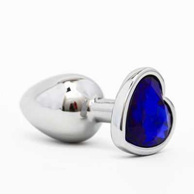 Втулка анальная Silver с синим кристаллом Джага Джага (Серебристый) 