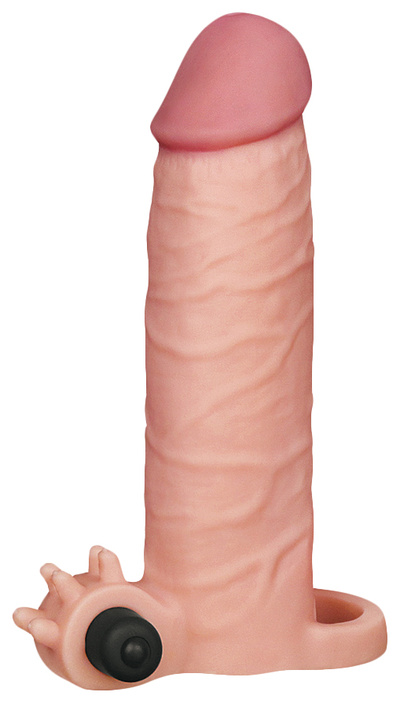 Реалистичная насадка на пенис с вибропулей 17,8 см 70608 LoveToy (бежевый) 