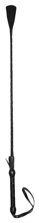 Витой короткий стек с кожаным наконечником в форме хлопушки 70 см Подиум (черный) 