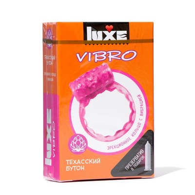 Виброкольцо LUXE VIBRO Техасский бутон + презерватив, 1 шт. (розовый) 