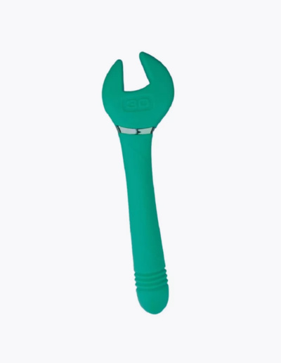 Зеленый двусторонний вибратор Key Control Massager Wand в форме гаечного ключа Erokay 
