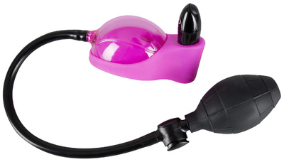 Розово-чёрная помпа с вибрацией для клитора Orion (розовый; черный) 