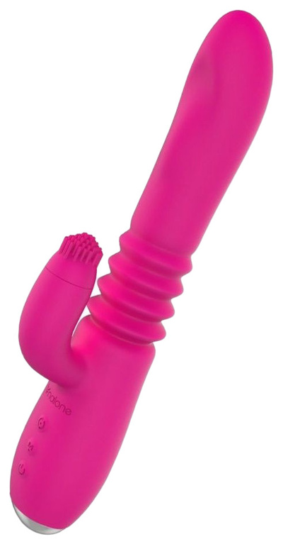 Розовый вибратор с клиторальным стимулятором Nalone Idol Plus 22,4 см 
