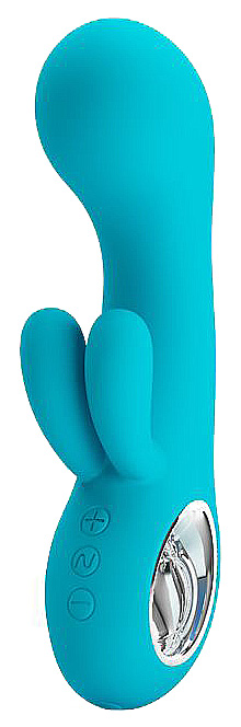Вибратор бирюзовый Chris с клиторальным отростком 15,4 см Baile (голубой) 
