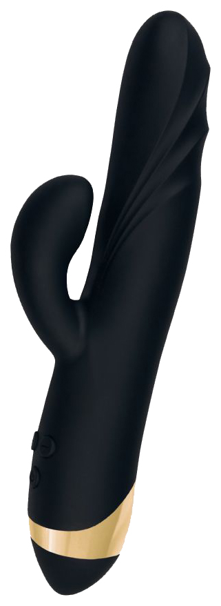 Чёрный вибратор WANAME Gulf с клиторальным отростком 22,5 см (черный) 