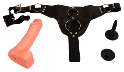 Реалистичный фаллос телесный на трусиках Sex Partner 18 см Bior toys (бежевый; черный) 