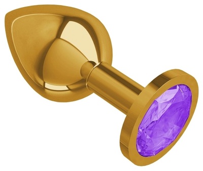 Анальная пробка золотистая Главсексмаг с фиолетовым кристаллом 7 см (золотистый) 