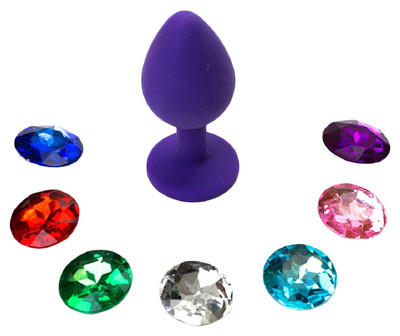 Фиолетовая силиконовая пробка с 7 сменными кристаллами 8,2 см 4sexdream (фиолетовый) 