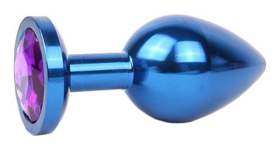 Коническая синяя Анальная пробка с кристаллом фиолетовый 9,3 см Anal Jewelry Plug (синий) 