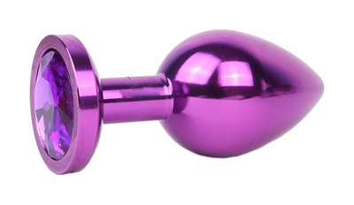 Коническая фиолетовая Анальная пробка с фиолетовым кристаллом 9,3 см Anal Jewelry Plug (фиолетовый) 