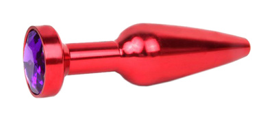 Удлиненная коническая гладкая красная Анальная пробка с кристаллом фиолетовый 11,3 см Anal Jewelry Plug (красный) 