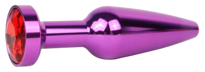 Удлиненная коническая гладкая фиолетовая Анальная пробка с красным кристаллом 11,3 см Anal Jewelry Plug (фиолетовый) 