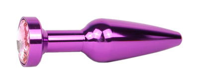 Удлиненная коническая гладкая фиолетовая Анальная пробка с розовым кристаллом 11,3 см Anal Jewelry Plug (фиолетовый) 