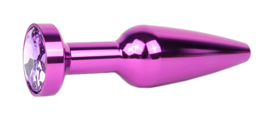 Удлиненная коническая гладкая фиолетовая Анальная пробка с сиреневым кристаллом 11,3 см Anal Jewelry Plug (фиолетовый) 
